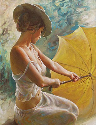 Maľovanie podľa čísiel Dáma s dáždnikom