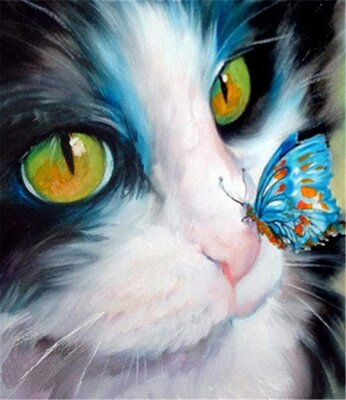 Maľovanie podľa čísiel Mačiatko a motýlik