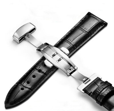 Prešitý kožený remienok na hodinky Miranda PD235 black/silver