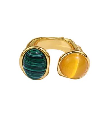 Prsteň Two Stones AM3080 Yellow-Green
