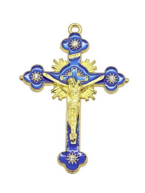 Krížik kresťanský B213 modro-zlatý