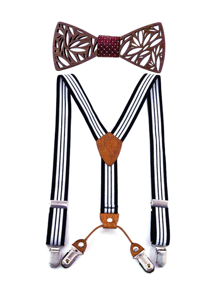 Detský set motýlik a traky Wooden Red