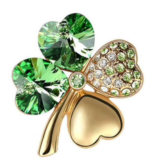 Brošňa Štvorlístok Zlato Zelený