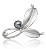 Brošňa lístky s perlou Silver Z0019