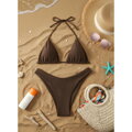 Elegantné hnedé dvojdielne bikiny 6602