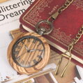 Vreckové hodinky Antique Wooden Watch KW2030
