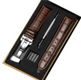 Prešitý kožený remienok na hodinky Miranda PD235 black/gold