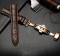 Prešitý kožený remienok na hodinky Miranda PD235 brown/gold