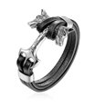 Kožený náramok Viking Vlci silver
