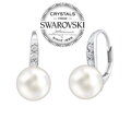 SILVEGO strieborné náušnice s bielou perlou Swarovski ® Crystals - LPER0639