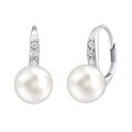 SILVEGO strieborné náušnice s bielou perlou Swarovski ® Crystals - LPER0639