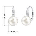 SILVEGO strieborné náušnice s bielou perlou Swarovski ® Crystals - LPER0639
