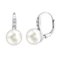 SILVEGO strieborné náušnice s bielou perlou Swarovski ® Crystals - LPER0639