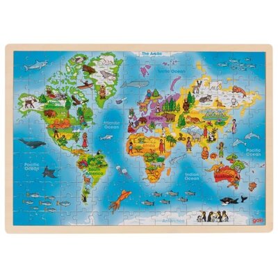 Goki Puzzle drevené Mapa sveta, 192 dielikov