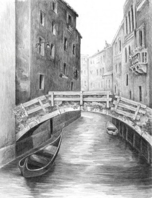 Maľovanie skicovací ceruzkou - Benátsky most