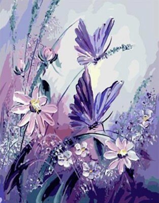 Maľovanie podľa čísiel Motýle na kvetoch