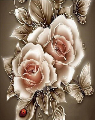 Diamantový obrázok Ruže s lienkou