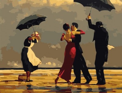 Maľovanie podľa čísiel Tancujúci pár v daždi