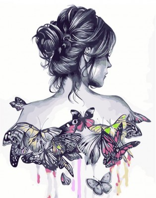 Maľovanie podľa čísiel Dievča s motýľmi