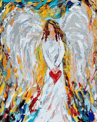 Maľovanie podľa čísiel Anjel so srdcom