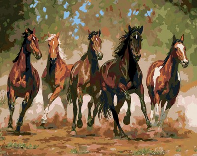 Maľovanie podľa čísiel Bežiaci kone