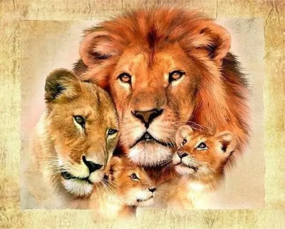 Maľovanie podľa čísiel Leví rodina