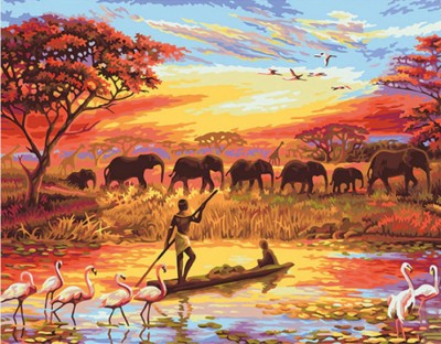 Maľovanie podľa čísiel Africká rieka