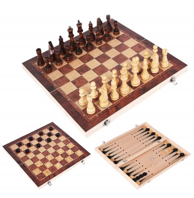 Šachy 3v1 drevené 29x29 cm