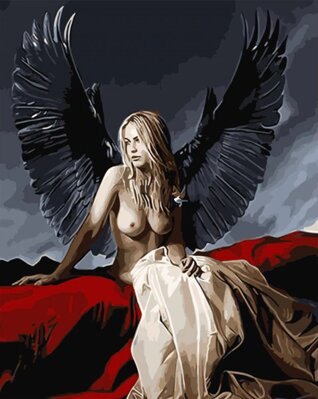 Maľovanie podľa čísiel Anjel s čiernymi krídlami
