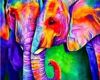 Maľovanie podľa čísiel Farební slony