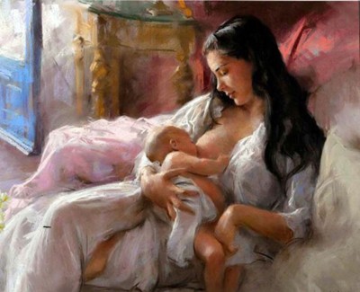 Maľovanie podľa čísiel Dojčiaca matka