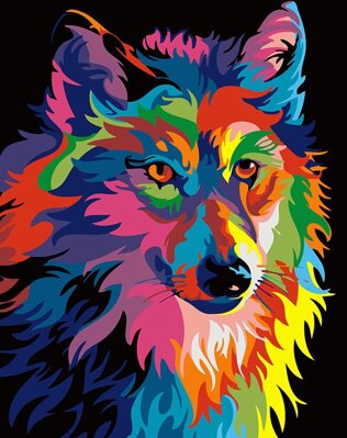 Maľovanie podľa čísiel Farebný vlk DX225