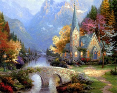Maľovanie podľa čísiel Alpský kostol