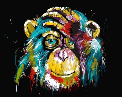Maľovanie podľa čísiel Farebný šimpanz