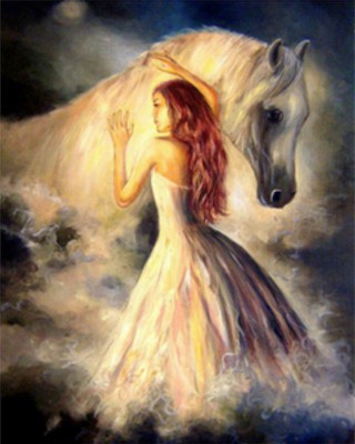 Maľovanie podľa čísiel Dievča a kôň