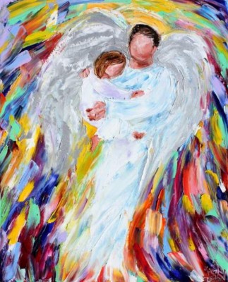 Maľovanie podľa čísiel Anjel s dieťaťom