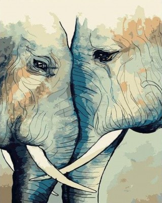 Maľovanie podľa čísiel Zamilovaní sloni