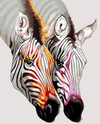 Maľovanie podľa čísiel Farebné zebry RX2264