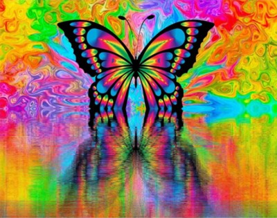 Maľovanie podľa čísiel Duhový motýl