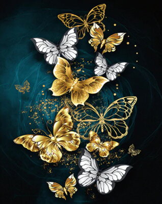 Maľovanie podľa čísiel Zlaté motýle