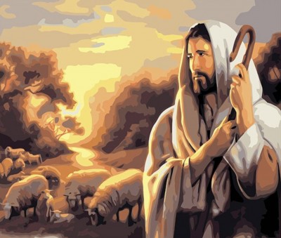 Maľovanie podľa čísiel Ježiš s ovečkami 4050438