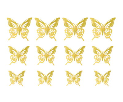 3D dekorácia Motýle HB008 Gold