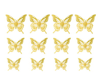 3D dekorácia Motýle HB008 Gold