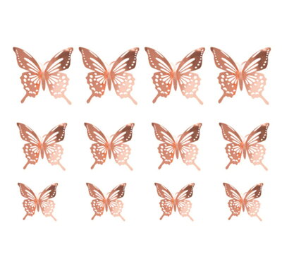 3D dekorácia Motýle HB008 Rose Gold