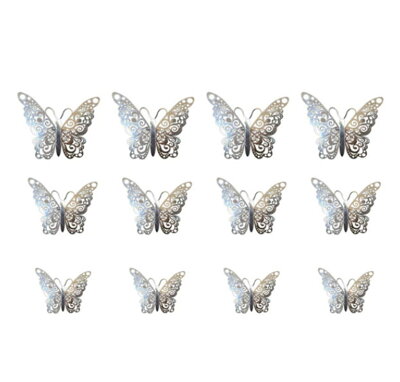 3D dekorácia Motýle HB012 Silver