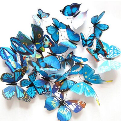 3D dekorácia Motýle modrí