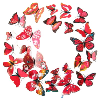 3D dekorácia Motýle červení