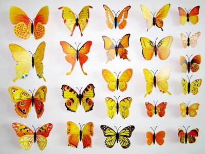 3D dekorácia Motýle Yellow