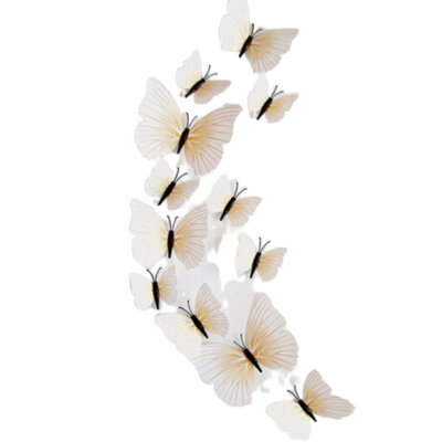 3D dekorácia Motýle bielo-žltí