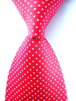 Červená kravata s bodkami SK6027